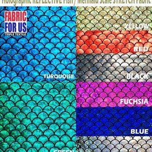Mermaid / Fish Scale Holographic REFLECTIVE STRETCH Fabric Nylon Spandex 58/60"